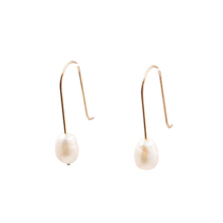 14K Yellow Gold Freshwater Baroque Pearl 0.8 Inch Drop Earrings