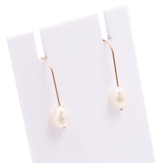 14K Yellow Gold Freshwater Baroque Pearl 0.8 Inch Drop Earrings