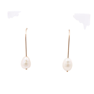 14K Yellow Gold Freshwater Baroque Pearl 0.8 Inch Drop Earrings