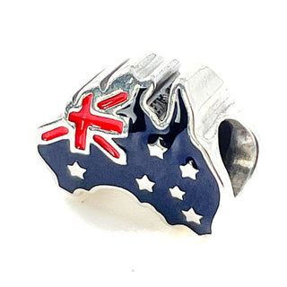 PANDORA Extremely Rare Australia National Sterling Silver Charm With Red, White And Blue Enamel