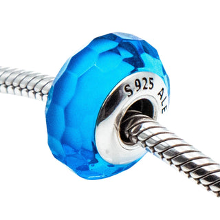Pandora Aqua Fascinating Faceted Murano Glass Sterling Silver Charm Bead
