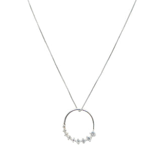 Sterling Silver Circle Pendant With Clear Cubic Zirconia