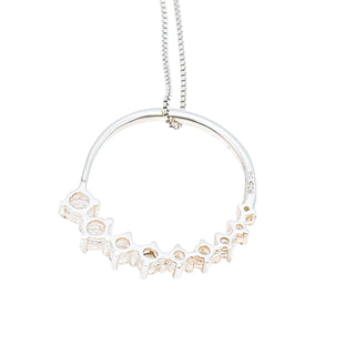 Sterling Silver Circle Pendant With Clear Cubic Zirconia
