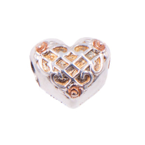 Chamilia Lattice Heart Sterling Silver Charm With 14K Yellow & Rose Gold