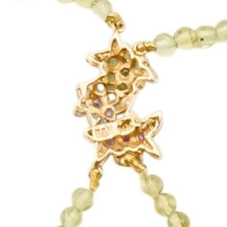 B & N 14K Yellow Gold Peridot Necklace with Emeralds, Pink Sapphires, Iolite & Diamonds – 18K Clasp