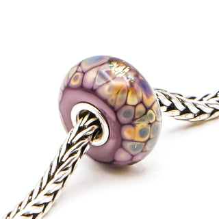 Trollbeads Purple Flower Mosaic Glass Bead Sterling Silver Core Charm