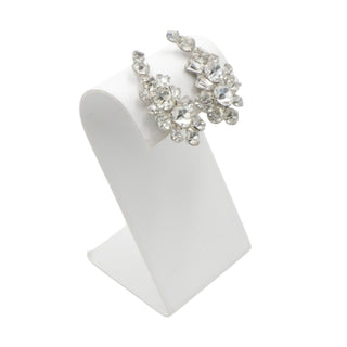 Vintage Rhinestone Cluster Clip Earrings Clear Crystal Silver Tone