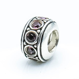 CHAMILIA Wheel February Birthstone Sterling Silver Charm With Purple Swarovski Crystals