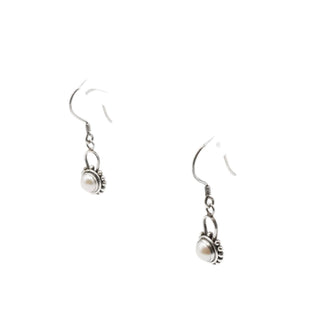 Indonesian Sterling Silver Freshwater Pearl Dangle Earrings Balinese Style