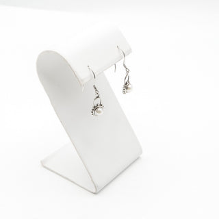 Indonesian Sterling Silver Freshwater Pearl Dangle Earrings Balinese Style