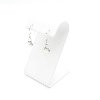 Indonesian Sterling Silver Freshwater Pearl Dangle Earrings Balinese Style