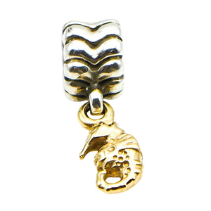 Pandora Retired Seahorse Dangle Charm Sterling Silver 14K Gold Nautical Ocean