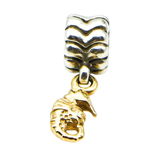 Pandora Retired Seahorse Dangle Charm Sterling Silver 14K Gold Nautical Ocean