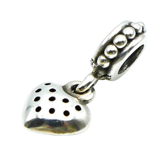 Pandora Pave Heart Sterling Silver Dangle Charm With Red Pave Zirconia