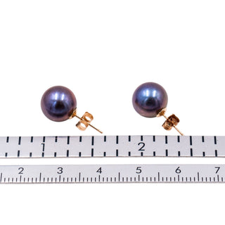 14K Yellow Gold 9.68mm Tahitian Pearl Stud Earrings