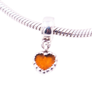 Pandora Retired Forever Brown Enamel Sterling Silver Heart Dangle Charm