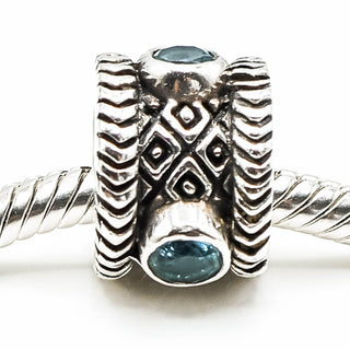 Ornate Blue Topaz Sterling Silver Charm