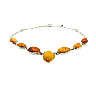 Vintage Baltic Amber & Sterling Silver Necklace 16 Inches