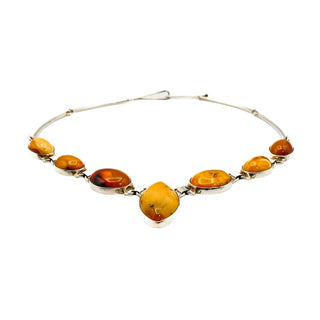 Vintage Baltic Amber & Sterling Silver Necklace 16 Inches