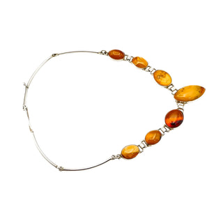 Vintage Baltic Amber & Sterling Silver Necklace 16 Inches
