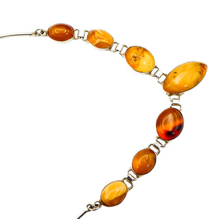 Vintage Baltic Amber & Sterling Silver Necklace 16 Inches