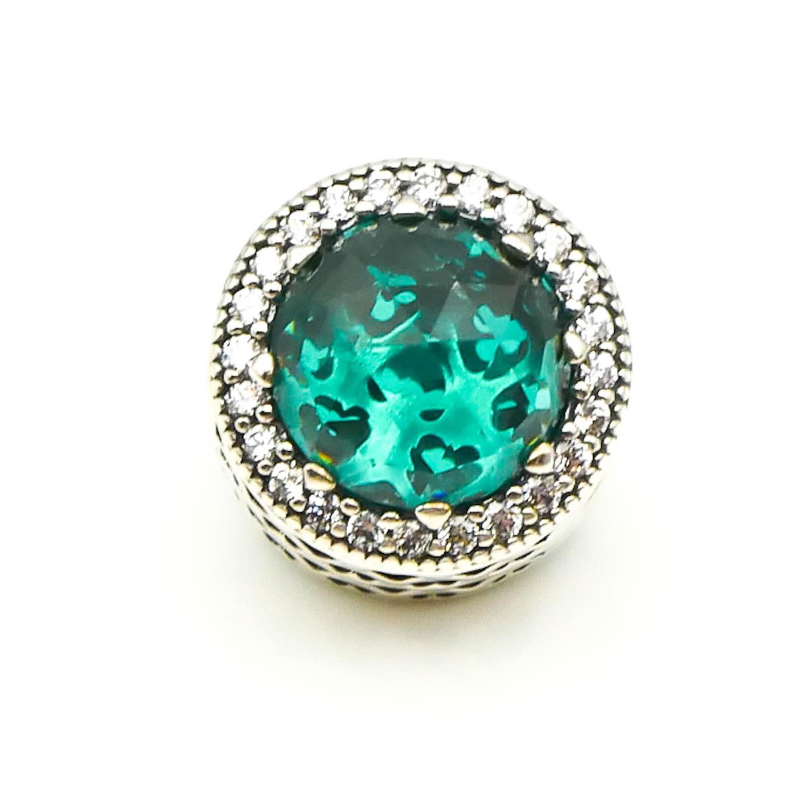 Pandora Radiant Hearts Charm – Green Crystals & Clear CZ, Sterling Silver 925, #791725NSG