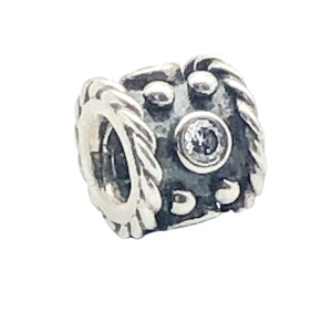 Pandora Retired Oxy Crown Sterling Silver Clear CZ Royal Crown Charm Bead
