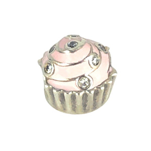 Pandora Retired Sweet Cupcake Sterling Silver Pink Enamel CZ Charm
