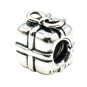 Pandora Present With Bow Sterling Silver Gift Box Charm Retired