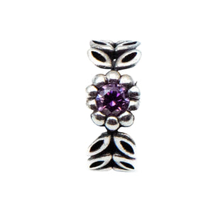 Pandora Retired Twice As Nice Sterling Silver Purple CZ Spacer Charm