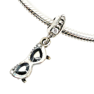 Pandora Retired Sunshine Diva Sterling Silver CZ Sunglasses Dangle Charm