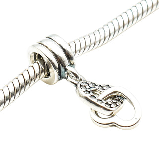 Pandora Interlocking Love Sterling Silver Clear CZ Heart Dangle Charm