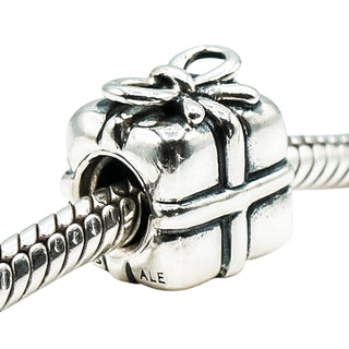 Pandora Present With Bow Sterling Silver Gift Box Charm Retired