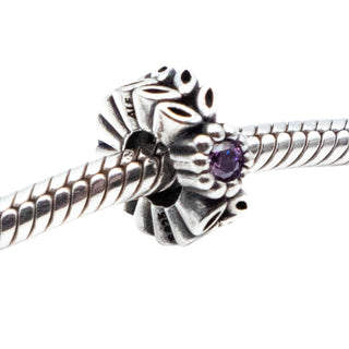 Pandora Retired Twice As Nice Sterling Silver Purple CZ Spacer Charm