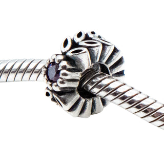 Pandora Retired Twice As Nice Sterling Silver Purple CZ Spacer Charm