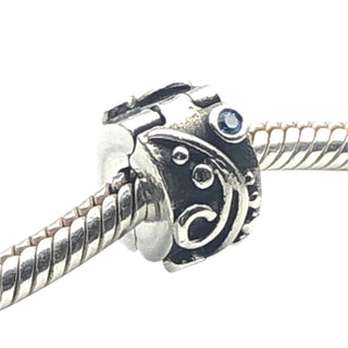 Pandora Retired Blue Tendril Sterling Silver Blue CZ Clip Charm