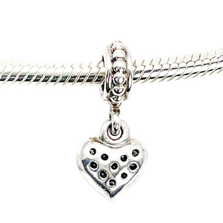 Pandora Retired Pavé Heart Sterling Silver Clear CZ Dangle Charm