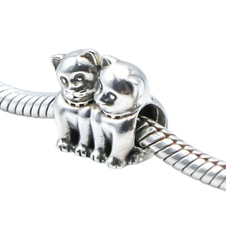 Pandora Retired Purrfect Together Sterling Silver Cats Charm