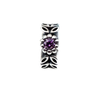 Pandora Retired Twice As Nice Sterling Silver Purple CZ Spacer Charm