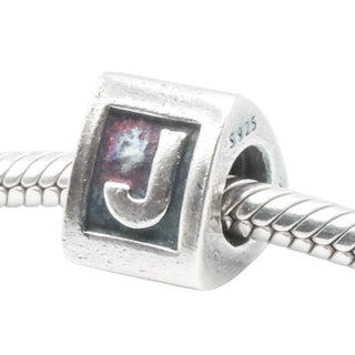 Pandora Letter J Charm Sterling Silver Alphabet Bead 925 ALE Retired