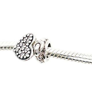 Pandora Retired Pavé Heart Sterling Silver Clear CZ Dangle Charm