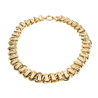 Vintage Vermeil (14K Gold Plated Sterling Silver) Woven Bar Link Necklace – 18 Inches