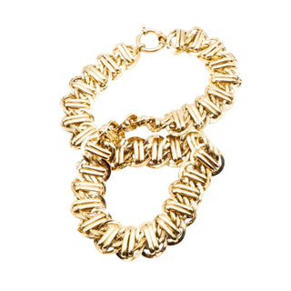 Vintage Vermeil (14K Gold Plated Sterling Silver) Woven Bar Link Necklace – 18 Inches