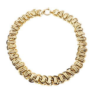 Vintage Vermeil (14K Gold Plated Sterling Silver) Woven Bar Link Necklace – 18 Inches