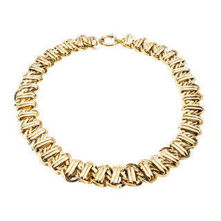 Vintage Vermeil (14K Gold Plated Sterling Silver) Woven Bar Link Necklace – 18 Inches