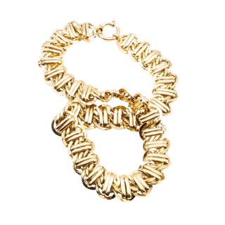 Vintage Vermeil (14K Gold Plated Sterling Silver) Woven Bar Link Necklace – 18 Inches