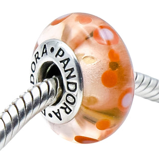 Pandora Cinnamon Bubbles Murano Glass Bead With Sterling Silver Core