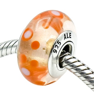 Pandora Cinnamon Bubbles Murano Glass Bead With Sterling Silver Core