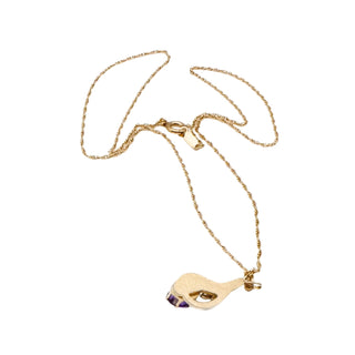 Vintage Krementz 12K Gold Filled Amethyst & Rhinestones Pendant Necklace