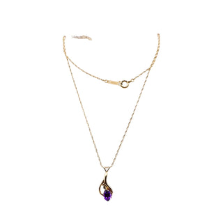 Vintage Krementz 12K Gold Filled Amethyst & Rhinestones Pendant Necklace